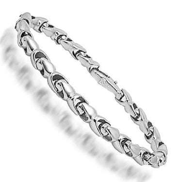 14K White Solid Gold Mens Fancy Bracelet 7 mm